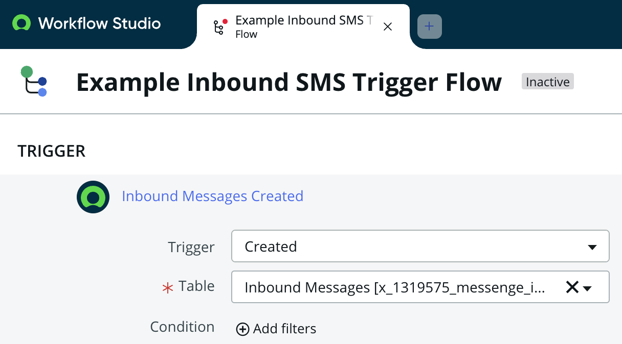 Triggering a workflow with a new inbound sms