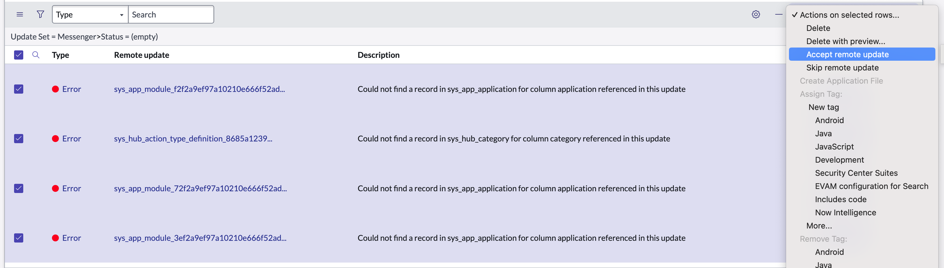 ServiceNow commit preview